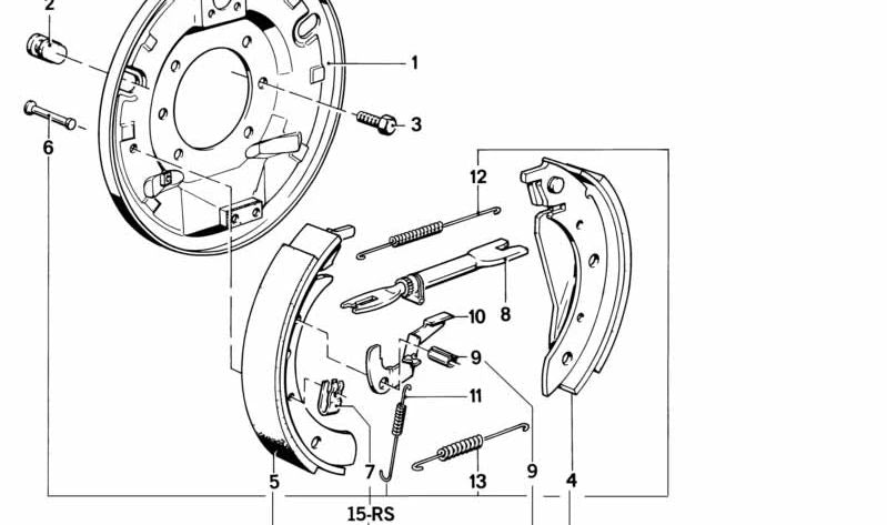 Zapata de freno izquierda sin amianto OEM 34211154925 para BMW E28. Original BMW.