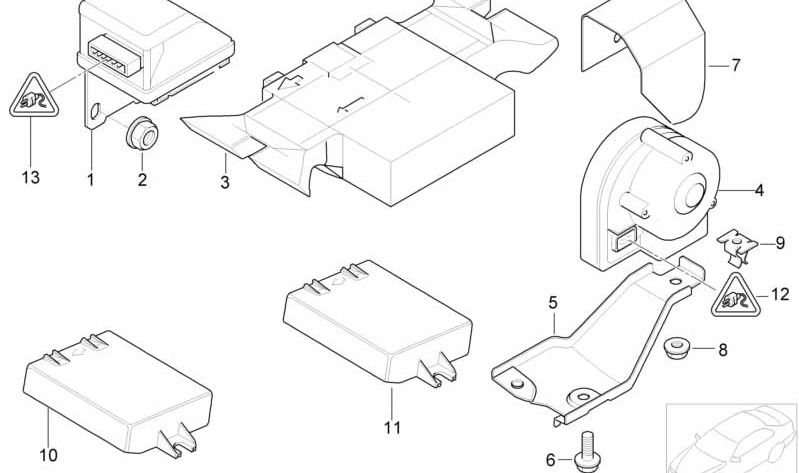 Cubierta para sirena de alarma OEM 65758385999 para BMW E46, E83. Original BMW.
