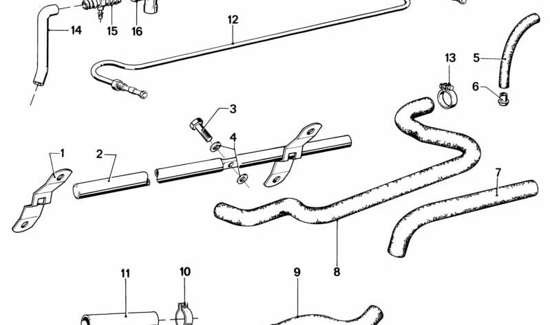 Breather hose for BMW 3 Series E21, 5 Series E12 (OEM 11151252407). Original BMW