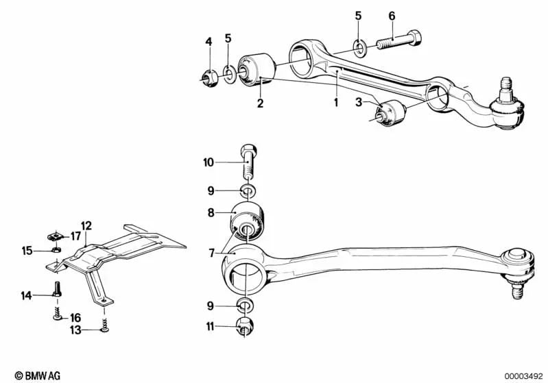 Linker Zugstrebe für BMW 7 E23 -Serie (OEM 31121118355). Original BMW