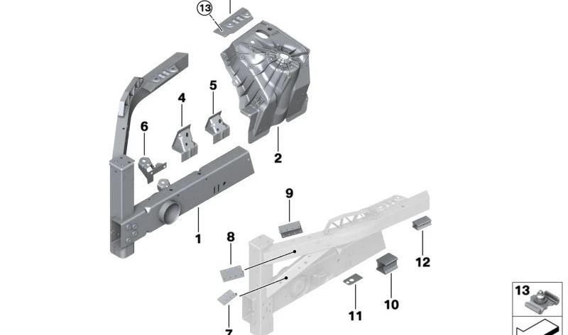 Soporte motor OEM 41009623785 para BMW I20. Pieza de repuesto para la estructura del motor. Compatible solo con BMW I20. Original BMW.
