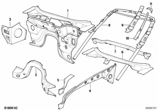 Soporte derecho OEM 41212292324 para BMW Z1 E30 (07/1988 - 06/1991). Original BMW.
