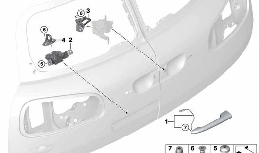Estribo de cierre superior OEM 51247397958 para MINI Clubman F54 y F54 LCI (2014–2024). Original MINI.