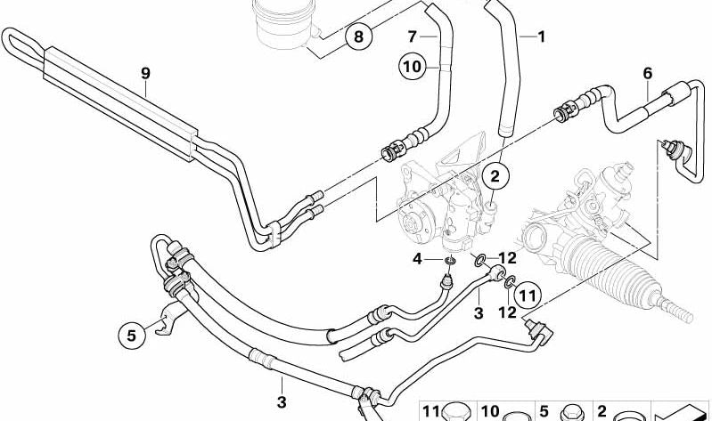 Manguito de expansión dirección asistida OEM 32413450593 para BMW X3 E83 2.5si y 3.0si (todos los modelos: PC71, PC78, PC81, PC88, PC73, PC83, PC01, PC03, PC06, PC08). Original BMW.