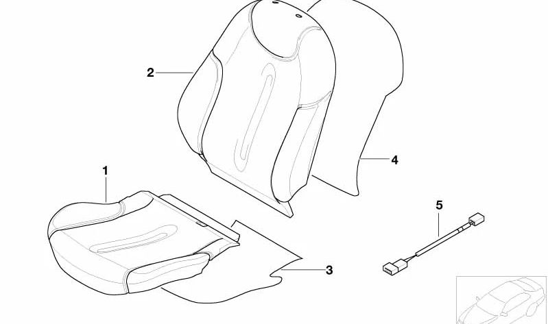 Capa de encosto esportiva em tecido esquerdo OEM 52107130073 para MINI R52 Cabrio. MINI originais.