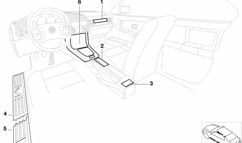 Embellecedor de estribera trasera derecha OEM 51472490042 para BMW E36 (Todos los modelos). Original BMW.