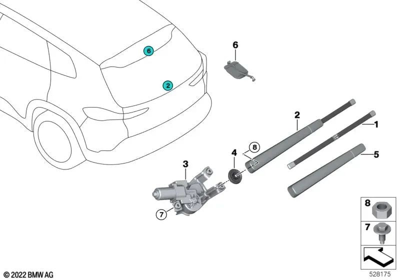 Sistema de lavagem do para -brisa traseiro para BMW G09 (OEM 61687930660). BMW original