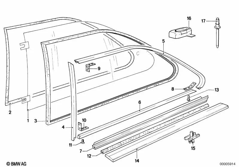 Angle de raccordement de fenêtre OEM 51361826887 pour BMW Série 3 E21. Véritable BMW.