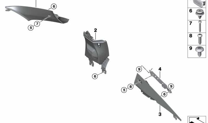 Embellecedor superior izquierdo pilar B OEM 51438076103 para BMW F92, G15. Pieza original BMW.