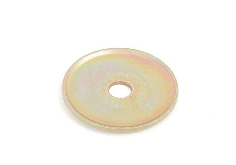 Plato soporte OEM 37121130122 para BMW E34, E24, E32. Pieza original BMW para amortiguador trasero con EDC o nivelación. Ideal para mantenimiento o sustitución en suspensión trasera.