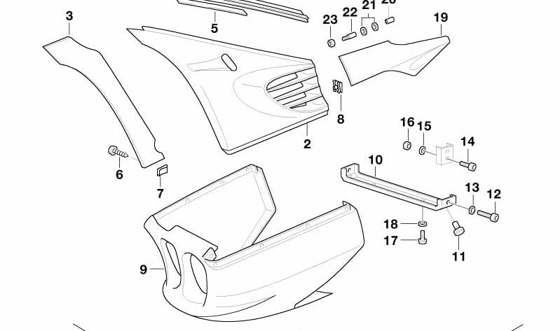 Keder de carenado OEM 46631235506 para BMW K75, K100, K1100. Original BMW.