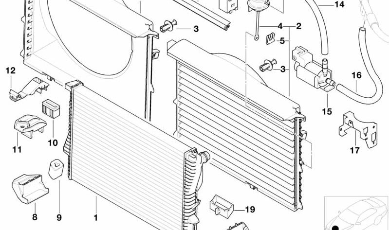 Radiador refrigerante OEM 17002246010 para BMW Serie 5 E39. Pieza original BMW.