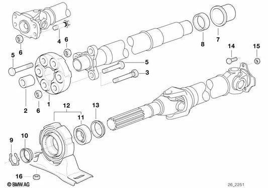 Vis M10X58 Mozed pour la série BMW 3 E30, E36 (OEM 2611126576). BMW d'origine