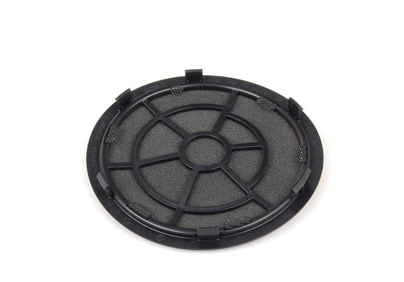 Rejilla altavoz medio izquierda OEM 51416975349 para BMW E81, E82, E87, E88. Pieza original BMW, color negro, encaja en puerta delantera. Ideal para reemplazo o restauración.