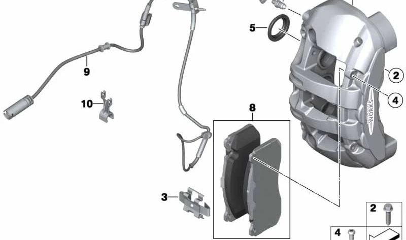 Juego de juntas para pinza de freno OEM 34116780507 para BMW E81, E82, E87, E88, E90, E91, E92, E93 y MINI R56. Original BMW y MINI.
