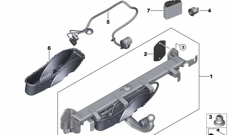 Enganche de remolque eléctrico abatible OEM 71606875627 para BMW G32. Original BMW.