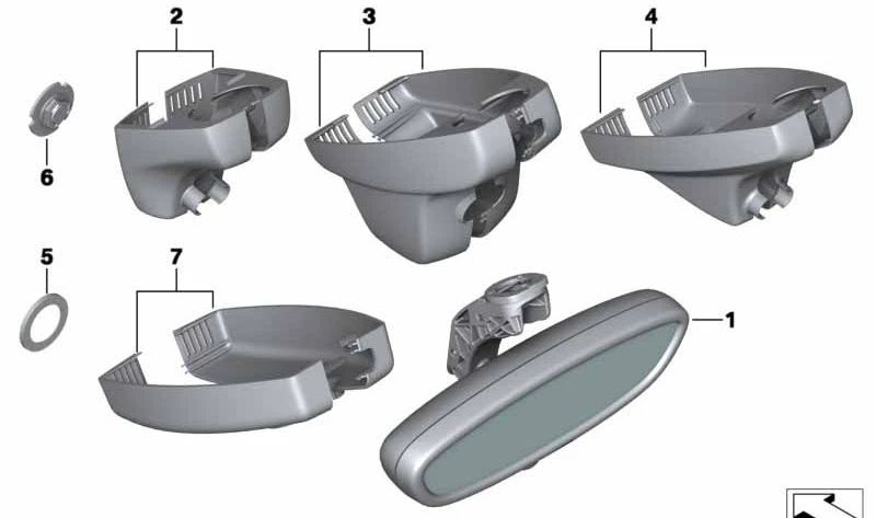Cubiertas para base del retrovisor OEM 51167117761 para BMW E81, E82, E87, E88, E90, E91, E92, E93, E60, E61, E63, E64, E65, E66, E84, E89. Original BMW.