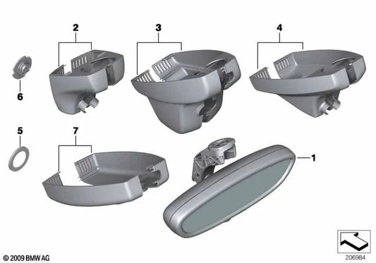 Retrovisor interior con EC, LED, brújula y radio OEM 51169192319 para BMW 1' E88, 3' E90 LCI, 3' E91 LCI, 3' E92, 3' E93, Z4 E89... y más. Original BMW.