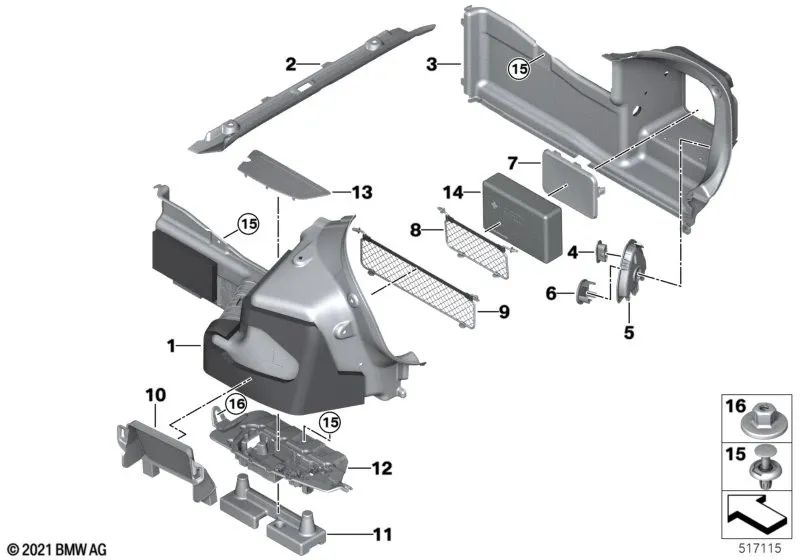 Coperchio compartimento di archiviazione per BMW 4 G23 Series, G83 (OEM 51476998225). BMW originale.