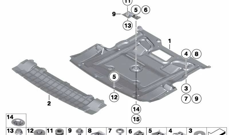 Pieza intermedia para cubre motor OEM 51757898889 para BMW Serie 7 {F01, F01N, F02, F02N, F04}. Original BMW.