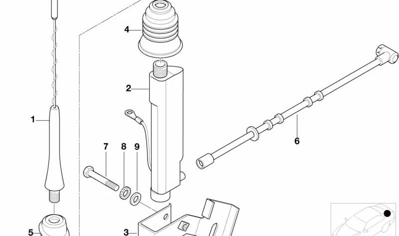 Soporte base para antena corta OEM 65218411560 para BMW E46, E39, E60, E61, E90, E91, E92, E93, E87, E81, E82, X1 E84, X3 E83, X5 E53, Z4 E85, E86. Original BMW.