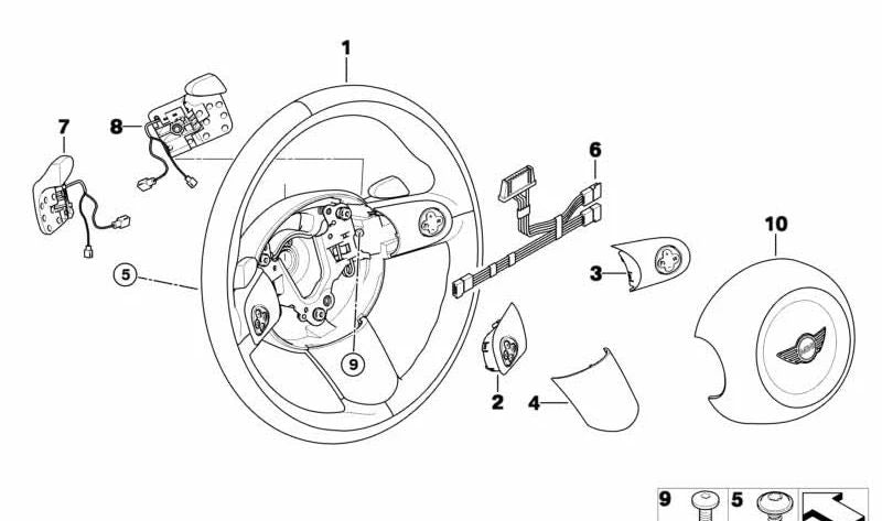 Interruptor de radio OEM 61316957302 para MINI R50, R52, R53 (2000–2008). Original MINI.
