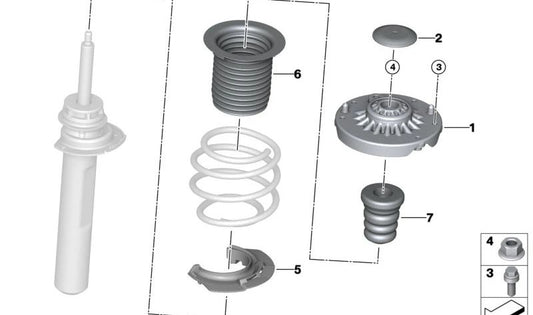 Cojinete soporte delantero OEM 31336892617 para BMW {F40, F44, F45, F46, F48, F49, F39} y MINI {F54, F60}. Original BMW y MINI.