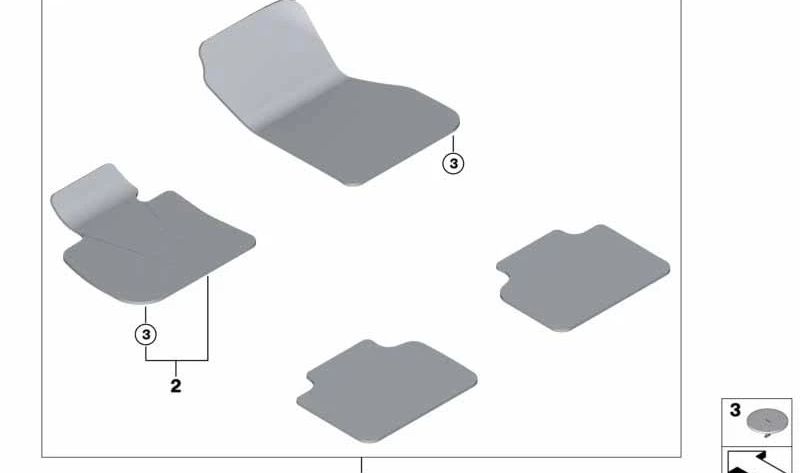 Juego de alfombrillas de velour originales OEM 51477409641 para BMW Serie 2 Active Tourer (F45).