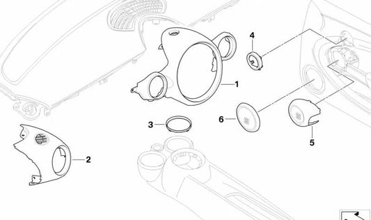 Coperchio uscita aria pannello strumenti destro OEM 51452752800 per MINI R56, R55, R57, R58, R59... e altro ancora. MINI originale.