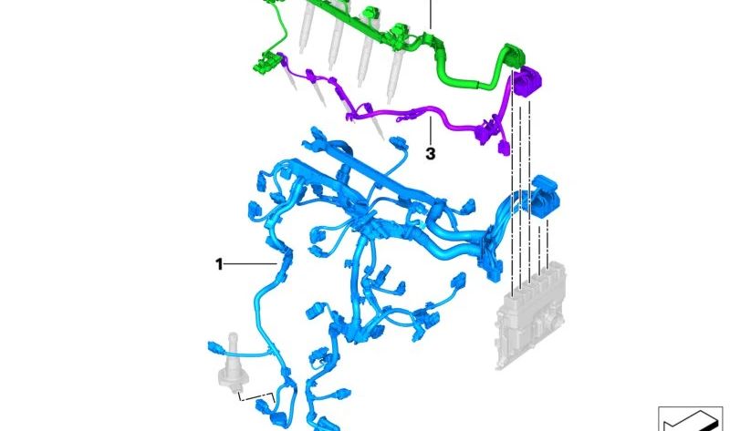Fiação para injetores e ignição para BMW 1 F70 Series, Série 2 U06, X1 U11, X2 U10, Mini U25 (OEM 12518477626). BMW original