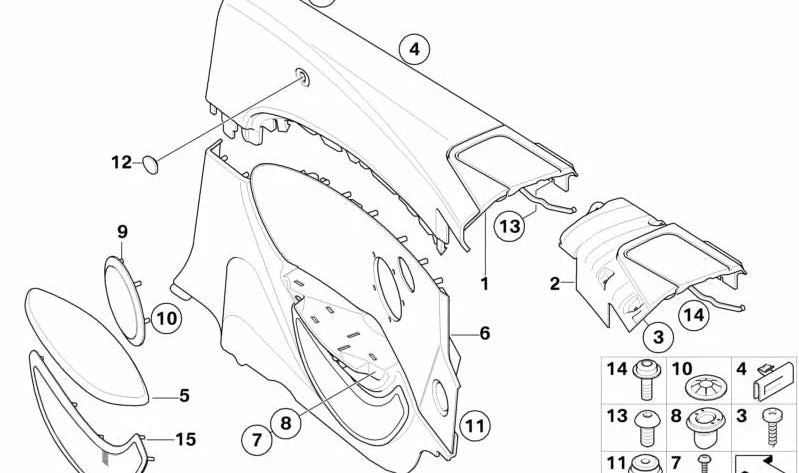 Rejilla altavoz trasero izquierdo OEM 51437899653 para BMW E63, E64. Original BMW.