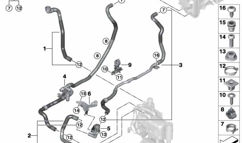 OEM progress refrigerant hose 64219398810 for BMW G05, G06, G07. Original BMW.