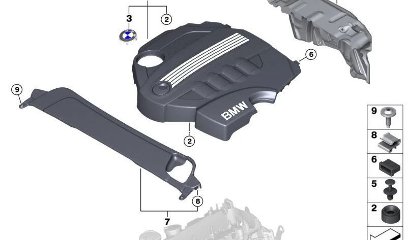 Cubierta embellecedora del radiador OEM 11147803340 para BMW E60, E61. Original BMW.