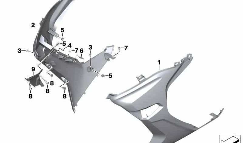 Rechte Kühlerverkleidung OEM 46638556348 für BMW C 600 Sport, C 650 Sport Motorräder. Original BMW Motorrad.