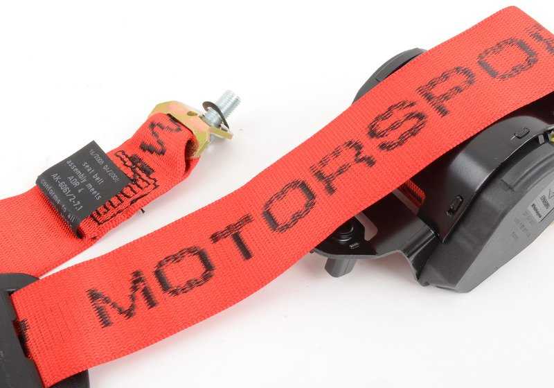 Cinturón de seguridad trasero derecho "BMW Motorsport" OEM 72112257468 para BMW E36. Original BMW.