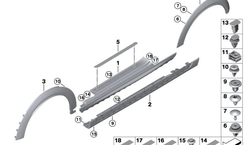 Paramento de chapa pasa-ruedas trasero izquierdo OEM 51119450667 para MINI F56, F57. Original MINI.