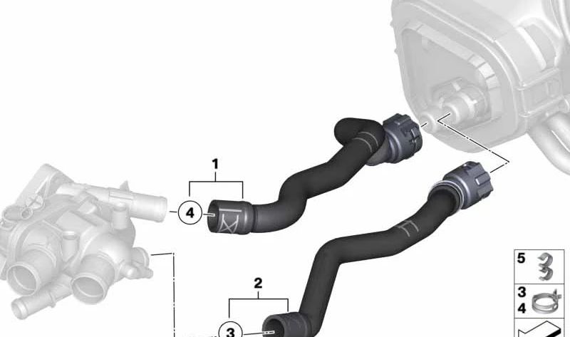 Tubo de retorno del radiador OEM 64217609822 para MINI R55, R56, R57, R58, R59, R60, R61, F55, F56. Original MINI.