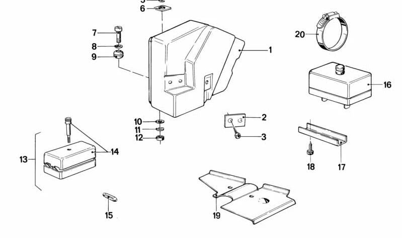 Soporte de sujeción OEM 61131244132 para BMW E21, E23, E24, E28, E30, E31, E32, E34, E36. Original BMW.