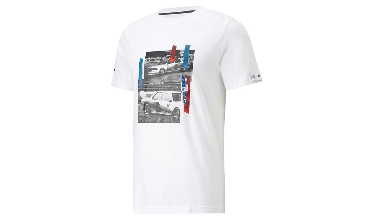 Camiseta gráfica BMW M Motorsport talla L OEM 53814002L para fans de BMW Motorsport. Diseño con gráfico inspirado en el mítico "Flying Brick". Original PUMA.