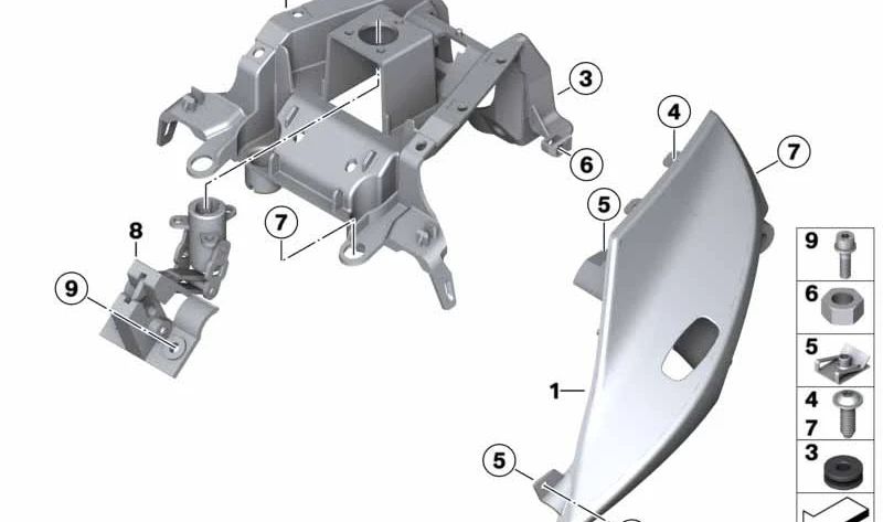 Cubierta trasera derecha OEM 46637673756 para BMW Motorrad R 1200 ST (RK28) 2004-2007. Repuesto original BMW Motorrad.