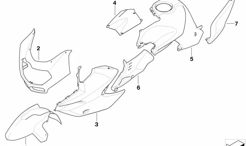 Garniture droite OEM 46637695482 pour motos BMW K1200R, K1200R Sport, K1300R. BMW Motorrad d'origine.