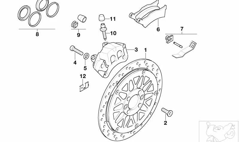 Hintere Bremsschraube OEM 34217655484 für BMW Motorräder R1150GS, R1200C, R850RT, R1150RT... und mehr. Original BMW Motorrad.