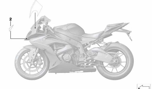 Upper left trim sticker OEM 51148551915 for BMW Motorrad S 1000 RR (K46, 2014-2016). Original BMW Motorrad.