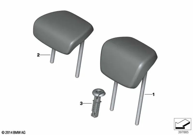 Appui-tête central en cuir noir OEM 52207384966 pour BMW Série 2 F45, F46, X1 F48... et plus encore. Véritable BMW.