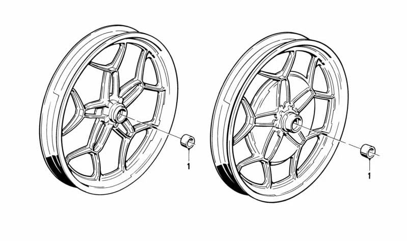 Arandela distanciadora OEM 36311231244 para BMW Motorrad R248. Pieza original BMW. Para sistema de rueda o freno delantero. Diámetro 17 mm, grosor 6,95 mm.