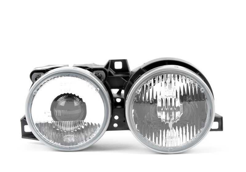 Faro delantero derecho doble OEM 63121385798 para BMW E30. Original BMW.