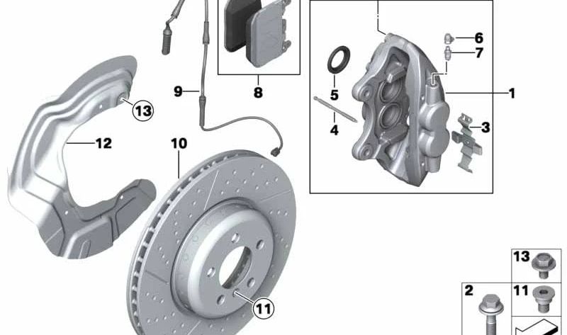 Alojamiento de pinza de freno M Performance naranja derecho OEM 34106875656 para BMW F20, F21, F22, F23, F30, F31, F32, F33, F34, F36... y más. Original BMW.