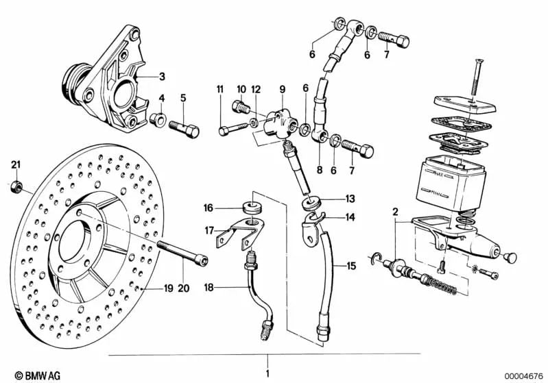 Tubo flexible de freno OEM 34321237261 para motos BMW R45, R65, R65LS (1978-1985). Original BMW Motorrad.