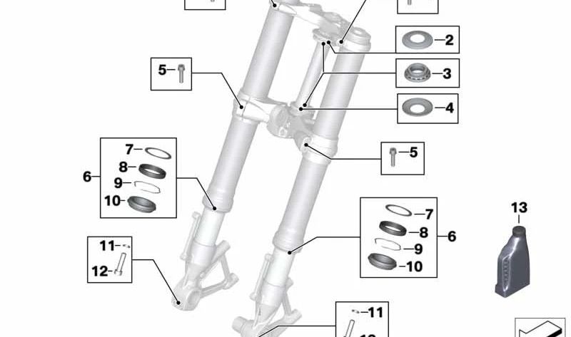 Conjunto de junta de horquilla delantera OEM 31428548880 para motos BMW R nineT, R 1200 R, R 1250 R, R 1200 RS, R 1250 RS, HP4, S 1000 RR, S 1000 R, S 1000 XR... y más. Original BMW Motorrad