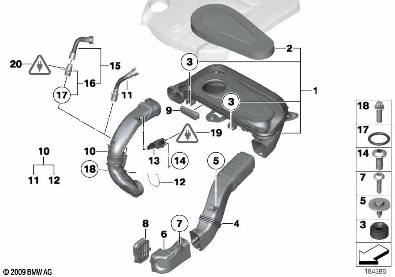 Clean air intake for BMW F01, F02 (OEM 13717800078). Original BMW